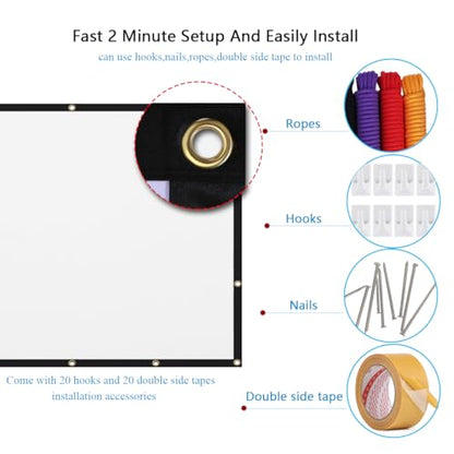 Mdbebbron 120 Inch 1 Manual Matte Wall Mount Projector Screen