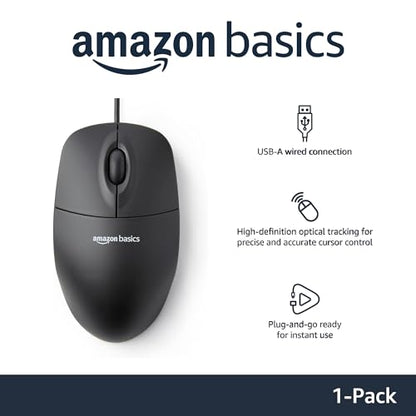 Amazon Basics 3-Button USB Wired Mouse MSU0939