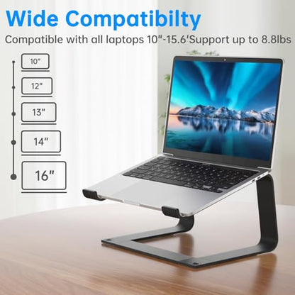 GleYo 10.87 x 8.5 x 6 inch LSU2002 Laptop Stand - Aluminum, Black