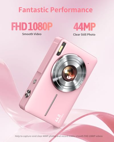 Lecran 2.8" Pink DC403 44MP Digital Camera 1080p 30FPS Ultracompact