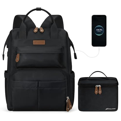 Maelstrom Laptop Backpack with Insulated Lunch Box, MSBLP10, Black, 25 Liters, Polyester, Anti-Theft Features