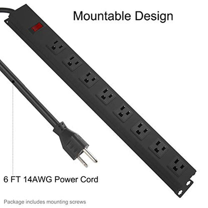 HHSOET 8 Outlets Metal Power Strip PDU-US8 125V 15A