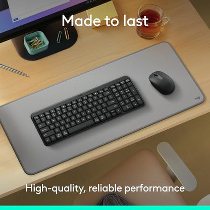 Logitech MK250 Wireless Keyboard and Mouse Combo 2 AAA Batteries Bluetooth Compatibility Windows MacOS 99 Keys Graphite