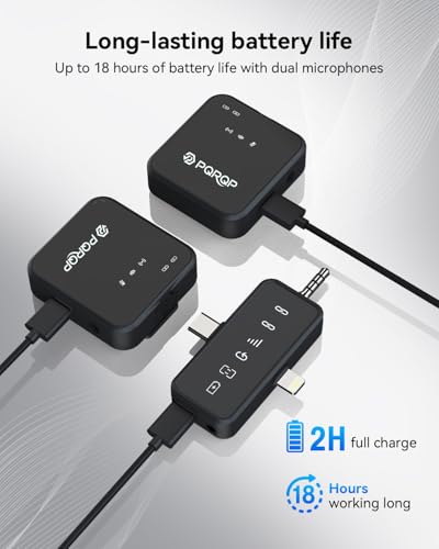 PQRQP Wireless Lavalier Microphone GT19 USB-C/3.5 mm Jack/Lightning Omnidirectional