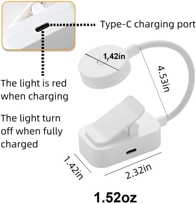 TALTAW 2.35" D x 1.42" W x 4.53" H E26 Reading Lamp 3 Color Temperature Adjustable Brightness Tabletop LED Light