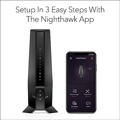 NETGEAR CAX30-100NAS Dual-Band Cable Modem Router Combo - 1 Gbps - Wi-Fi 6 - 3 Ports - Black