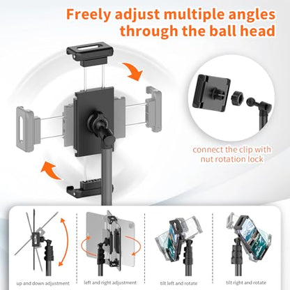 XXZU 72 Inches VCT-5229 Adjustable Tablet Floor Stand Tripod for 4.7-13" Devices