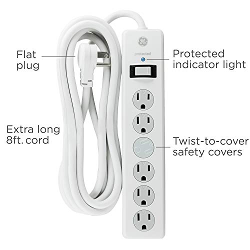GE 8 Ft 14014 125 Volts 15 Amps Type B 6 Outlet Surge Protector Power Strip