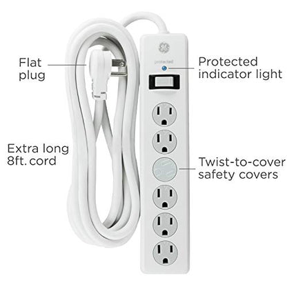 GE 8 Ft 14014 125 Volts 15 Amps Type B 6 Outlet Surge Protector Power Strip
