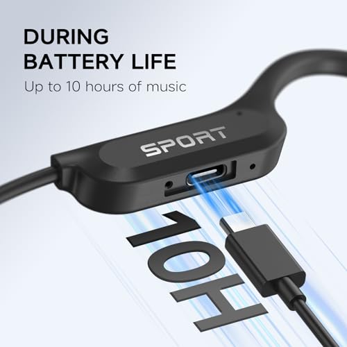 Yorlu X18 Open Ear Bone Conduction Headphones Wireless Bluetooth 5.4, 10 Hours Battery Life, Matte Black