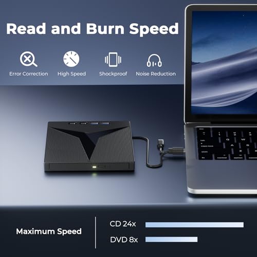 wintale 7 in 1 USB 3.0 Type-C External CD/DVD Drive B0FXWHQJD7
