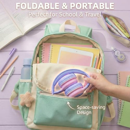 ADOOPE Wired Kids Headphones AD532 Light Purple & Pink Over Ear USB C Safe Volume 85dB