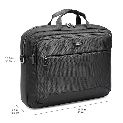 Amazon Basics 15.6" Laptop Bag Black Polyester 2 Compartments 3 Pockets