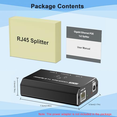 Closs Gigabit Ethernet Splitter RS-102P 3 Ports Managed PoE Adapter Black