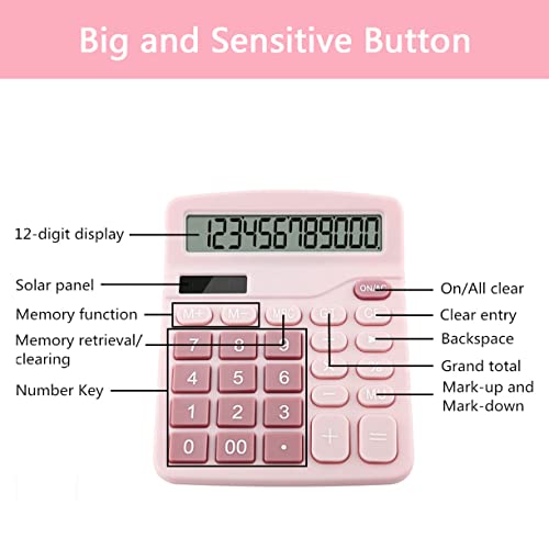 Podokas 5.9" x 4.72" 01Pink LCD Basic Calculator
