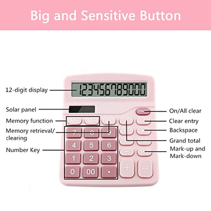 Podokas 5.9" x 4.72" 01Pink LCD Basic Calculator