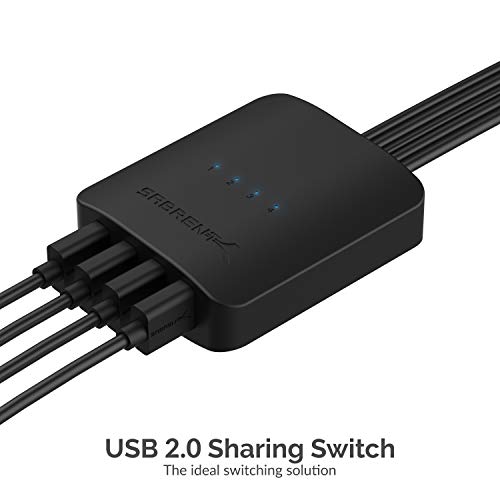 SABRENT 4-Device USB 2.0 Sharing Switch USB-USS4 Manual Switch 120V 10W
