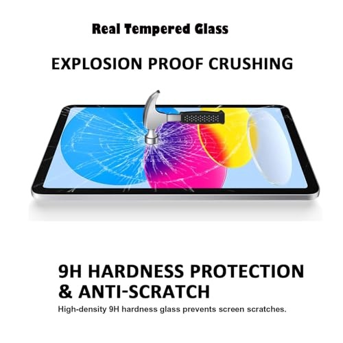 TiKeDa 10.9 Inch iPad 10th Gen A2696/A2757/A2777 HD Clarity Tempered Glass Screen Protector 9H Scratch Resistant