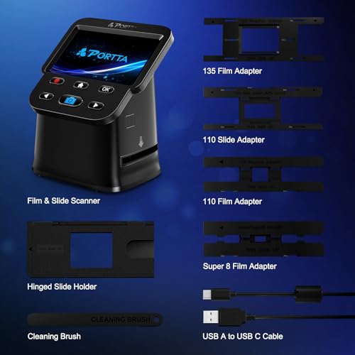 Portta 5.31" D x 5.31" W x 6.3" H Model NS10 22 Megapixels Film Scanner USB
