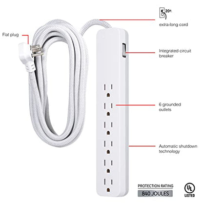 GE 6-Outlet Surge Protector 240 Volts 840 Joules Type B Power Strip 62941