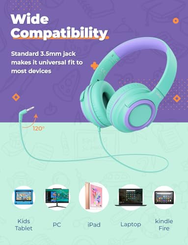 iClever HS22 Wired Headphones, 40mm Drivers, 3.5mm Jack, Foldable, On-Ear, Stereo, 2 Pack