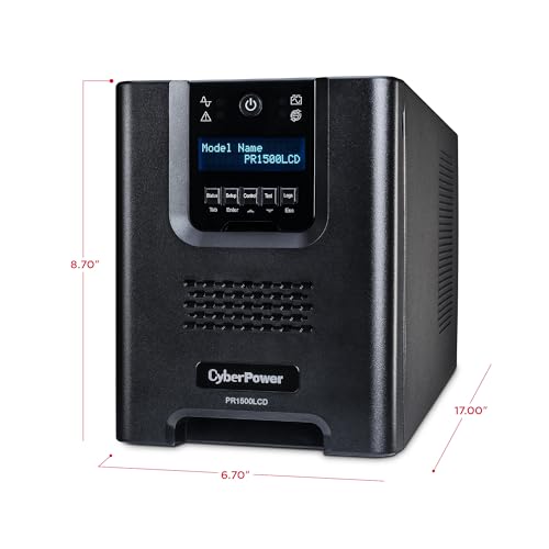 CyberPower 1500VA/1500W PR1500LCD UPS System, Mini-Tower, 8 Outlets, AVR, NEMA