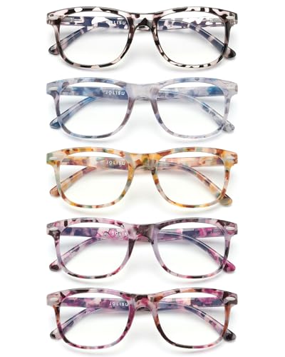 JOLISU 63mm 5 Count 2D Anti-Reflective Plastic Reading Glasses with Universal Fit