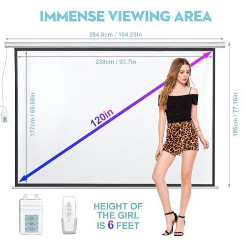 DINAH 120 Inch 120inch Projector Screen - Ceiling Mount - Matte Finish - 160 Degree Viewing Angle - Automatic Operation - Vinyl
