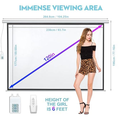 DINAH 120 Inch 120inch Projector Screen - Ceiling Mount - Matte Finish - 160 Degree Viewing Angle - Automatic Operation - Vinyl
