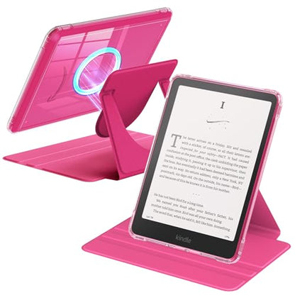 MoKo Case 7" Kindle Paperwhite 12th Gen. and Colorsoft 1st Gen. Auto Sleep/Wake Magnetic Detachable Stand A-Raspberry