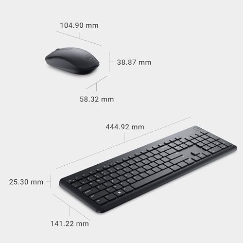 Dell KM3322W Full-size Wireless Keyboard and Optical Mouse Set with USB Receiver
