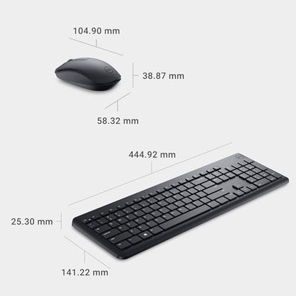 Dell KM3322W Full-size Wireless Keyboard and Optical Mouse Set with USB Receiver