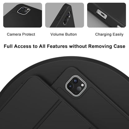 ZryXal iPad Pro 11-Inch Case (M5) 2025/M4 2024 Model Numbers: A3357, A3358, A3359, A2836, A2837, A3006 Trifold Stand Smart Cover, Solid Black