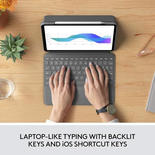 Logitech Folio Touch 11" Tablet Keyboard Case - 78 Keys - Smart Connector - ABS - Grey