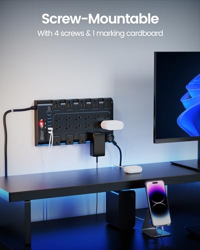 SUPERDANNY 28-Outlet 125V Surge Protector Power Strip QR2260-U