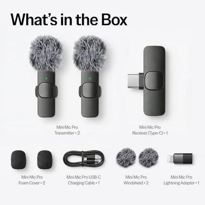 Mini Mic Pro 2.4 GHz Mini Microphone Model: mini-mic-pro Omnidirectional Wireless Audio Recording