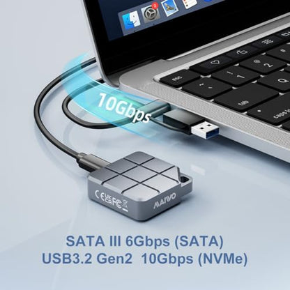 MAIWO M.2 NVMe SATA SSD Enclosure, 2TB, USB 3.2 Gen 2, Aluminum, Compact Design, Tool-Free Installation