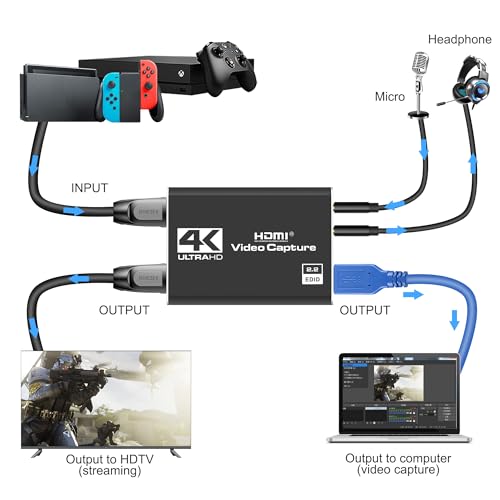 Dcyfol 4K 60fps Capture Card USB 3.0 - 1080P - HDMI - Video Capture