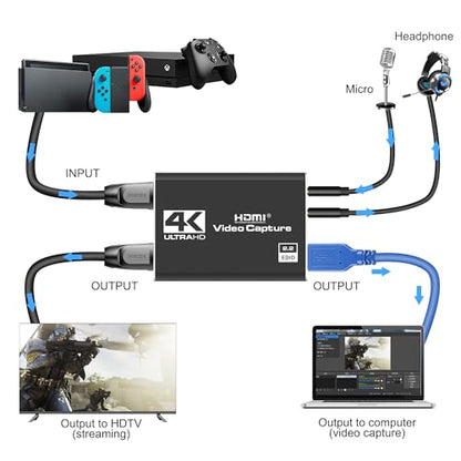 Dcyfol 4K 60fps Capture Card USB 3.0 - 1080P - HDMI - Video Capture