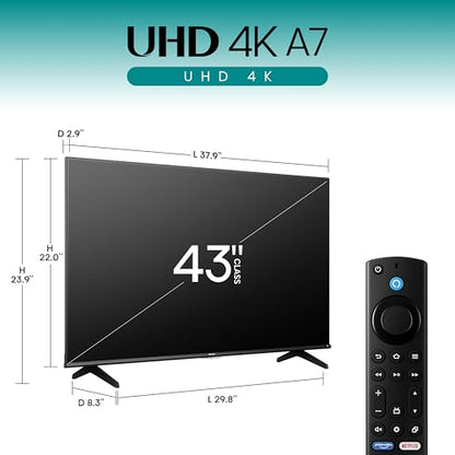 Hisense 43-Inch Class A7 Series (43A7NF) 4K UHD, 60Hz, LED TV