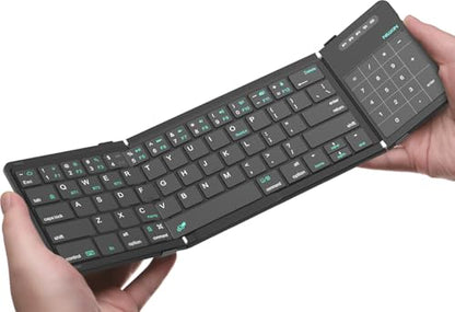 Nillkin Foldable Bluetooth Keyboard with Trackpad - Portable QWERTY Keyboard for Tablets and Laptops, USB Powered, 64 Keys, Triple Device Support, Black