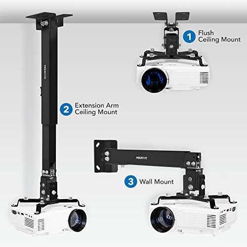 Mount-It! Projector Ceiling Mount 810164691118 Alloy Steel Black