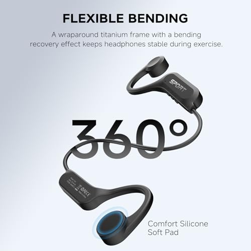 Yorlu X18 Open Ear Bone Conduction Headphones Wireless Bluetooth 5.4, 10 Hours Battery Life, Matte Black