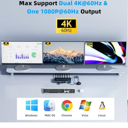 DXchip 5.91in x 3.15in x 1.18in KVMC213DH2 Manual 2-way Push Button KVM Switch USB-C 100W PD Black