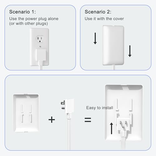 CABOCASA 3FT Extension Cord Power Strip with 3 Outlets and Detachable Cover, Model C101, 125 Volts