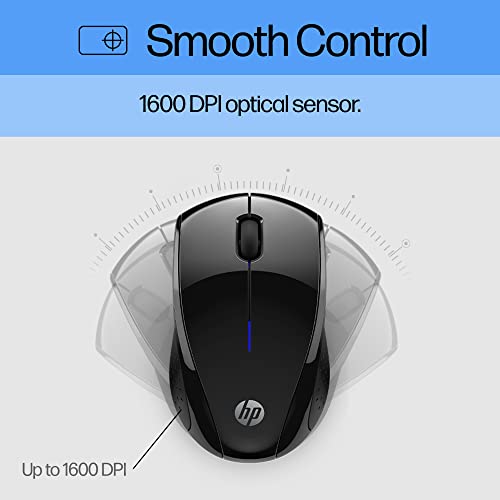 HP X3000 G3 Wireless Mouse - Black, 2.4GHz USB Receiver, 1600 DPI, 15-Month Battery Life