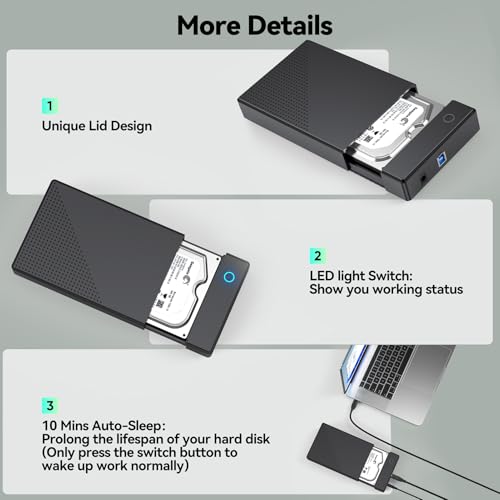 CLAVOOP 20TB 3.5 Inch SATA Enclosure CM47-Q1 USB 3.0 External HDD Case