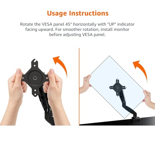 Amazon Basics 15-27 inch Gas Spring Monitor Arm DS-MADSBE Tabletop Mount, Swivel