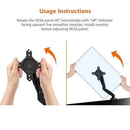 Amazon Basics 15-27 inch Gas Spring Monitor Arm DS-MADSBE Tabletop Mount, Swivel