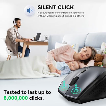 TECKNET Wireless Mouse EWM01002 4800DPI USB Ergonomic Optical 6 Buttons Right-Handed